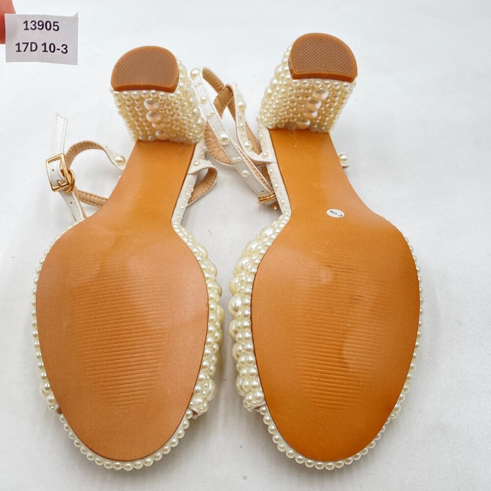 White Chunky Heel Open Toe Elegant Multi-Sized Pe… - image 6